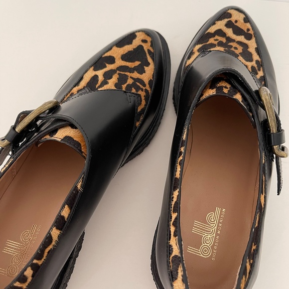 Belle by Sigerson Morrison Leopard and Leather creepers pointy toe flats loafers - Picture 11 of 13